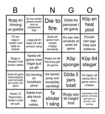 Bedwars Bingo Card