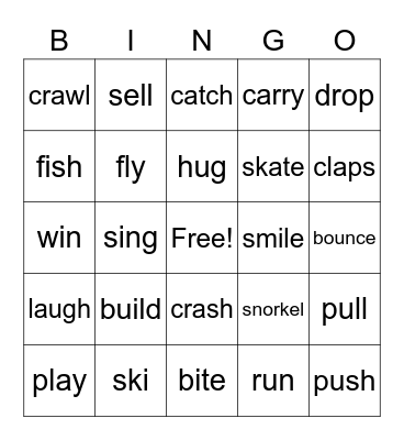 VERB BINGO Card