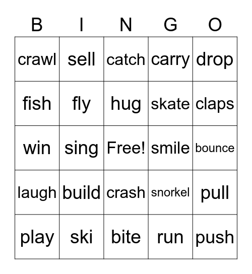 VERB BINGO Card