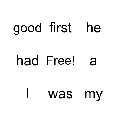 Sight words Bingo Card