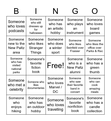 LGBTQ+ Faculty & Staff Mixer Bingo Card