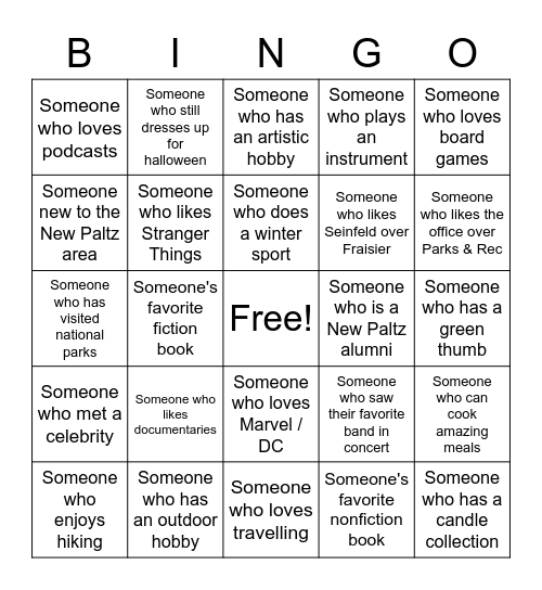 LGBTQ+ Faculty & Staff Mixer Bingo Card