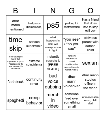 Dhar Mann Bingo v3 Bingo Card
