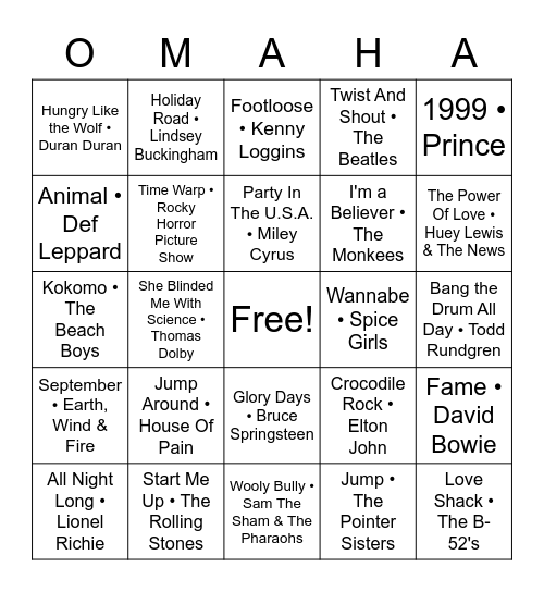 Underwriting Music Bingo Card