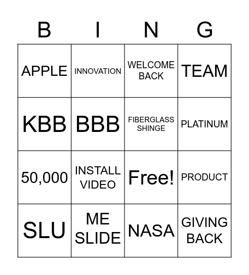 Slide Bingo Card