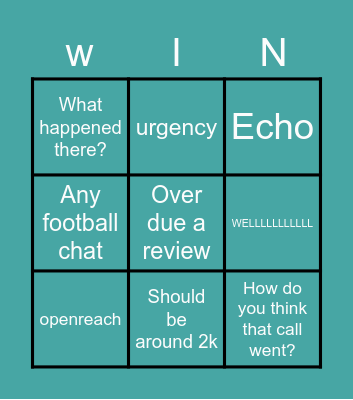 Team leader bingo Card