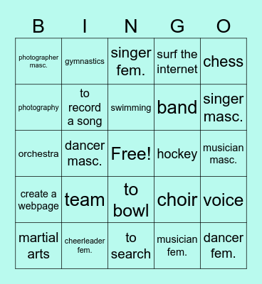 After School Bingo Card