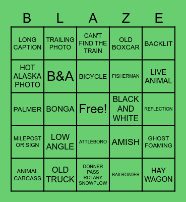 BLAZE BINGO Card