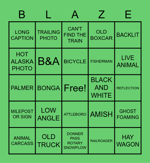 BLAZE BINGO Card