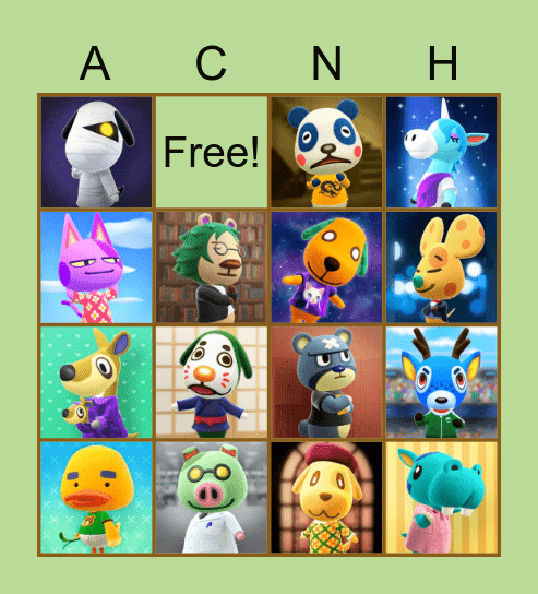 Villager Bingo! Bingo Card