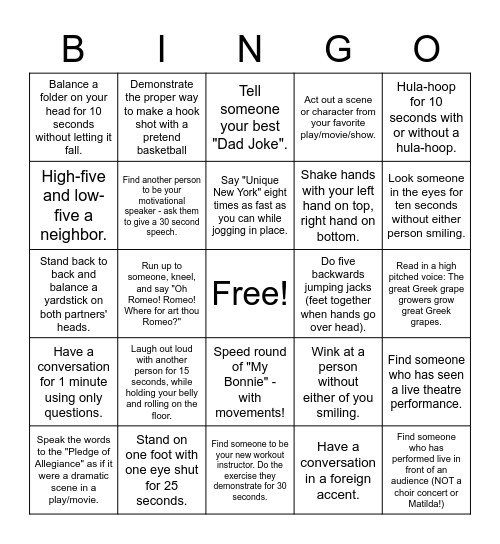 Ba-Da Bingo! Bingo Card