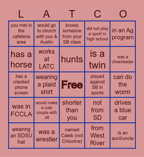 The People That You Meet Bingo Card