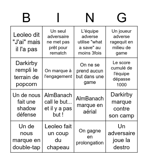 RL Le Retour Bingo Card