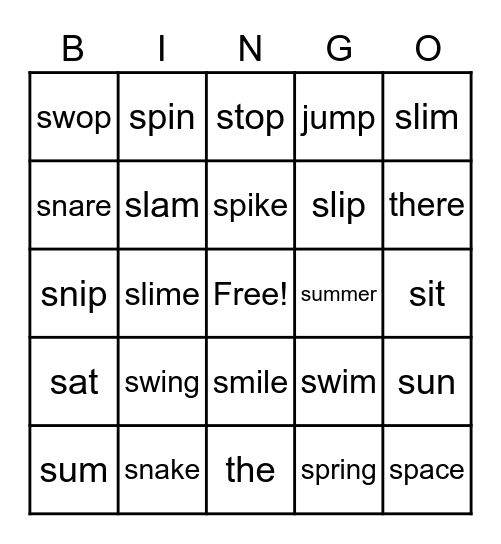 Spelling words Matthew Bingo Card