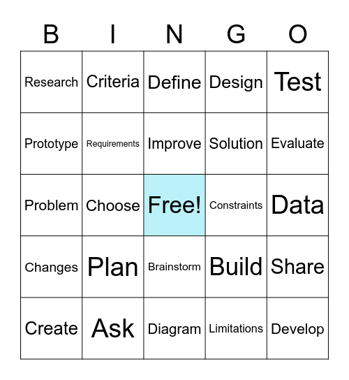 Vocabulary Bingo Card