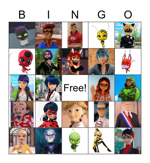 Miraculous Ladybug Bingo Card