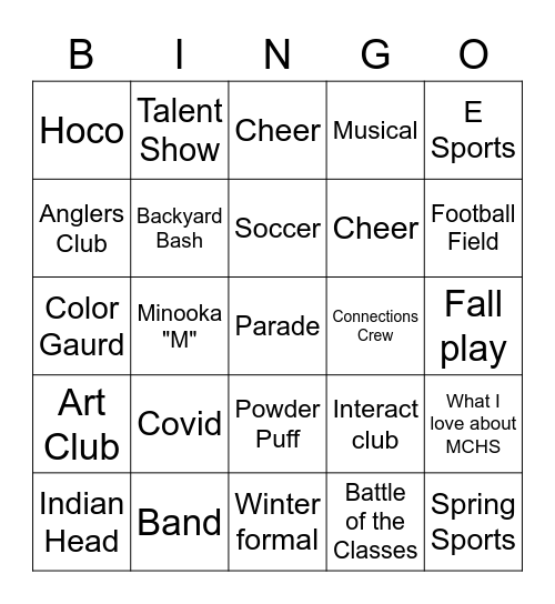 Would you Rather: Minooka Bingo Card