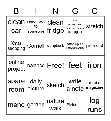 Weekly Bingo Card