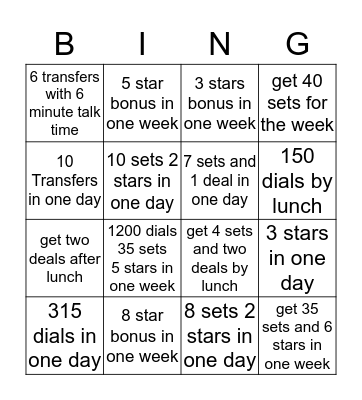 Setter Bingo Card