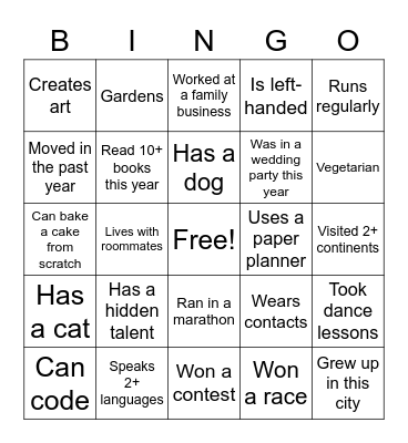 Look for someone that.. Bingo Card
