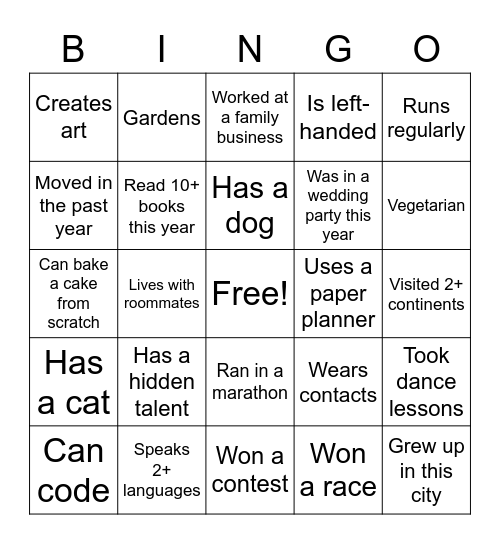 Look for someone that.. Bingo Card