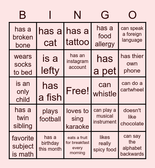 FIND SOMEONE WHO... Bingo Card