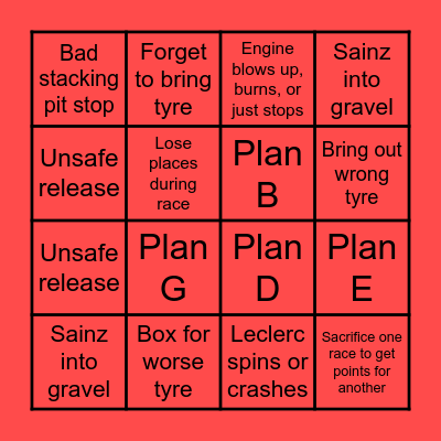 Ferrari Bingo Card