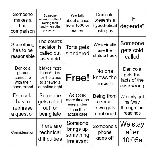 Contracts Bingo Card