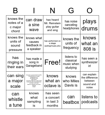 Find Someone Who.. Bingo Card