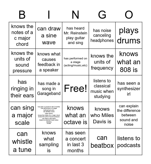 Find Someone Who.. Bingo Card