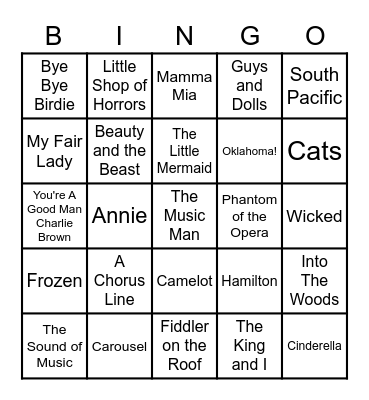 Musical Overtures Bingo Card