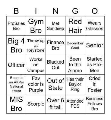 Alpha Kappa Bingo Card