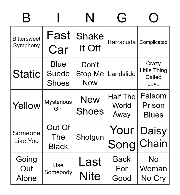 Round One Bingo Card