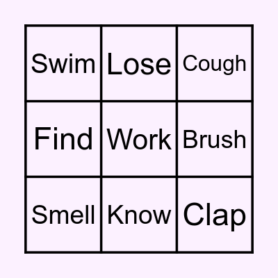 VERBS Bingo Card