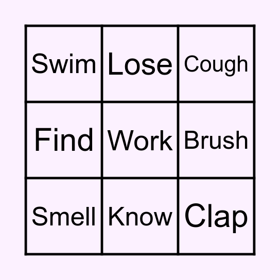 VERBS Bingo Card