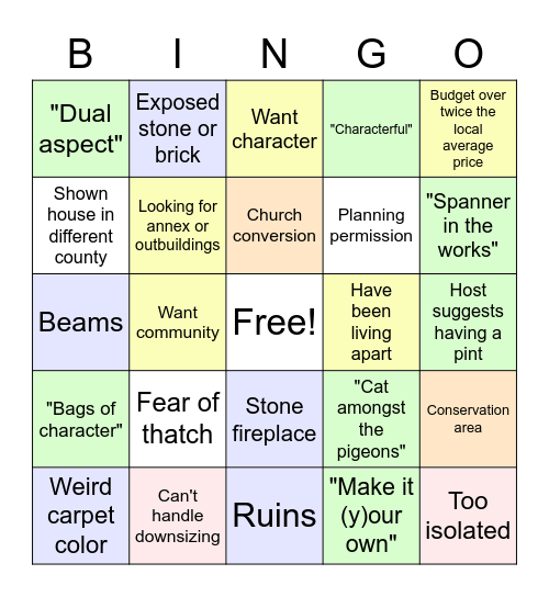 Escape to the Country Bingo Card