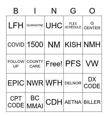 Replacement Plans Patient Accounts Week Bingo Card