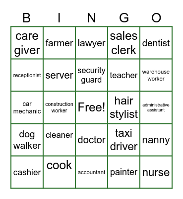 Employment Bingo Card