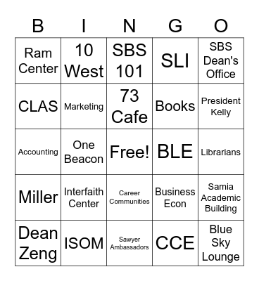 Back to School Bingo Card