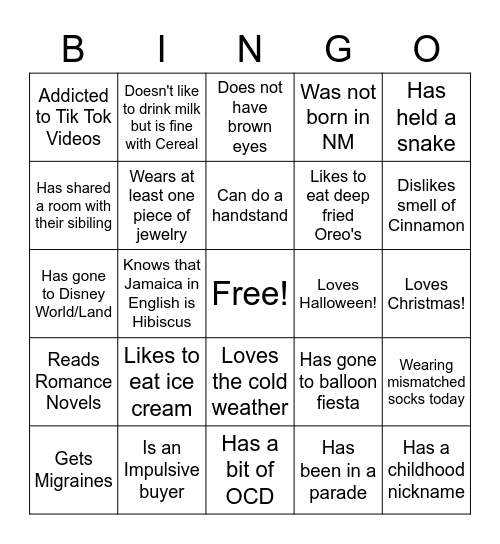 Untitled Bingo Card