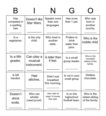 Find Someone Who... Bingo Card