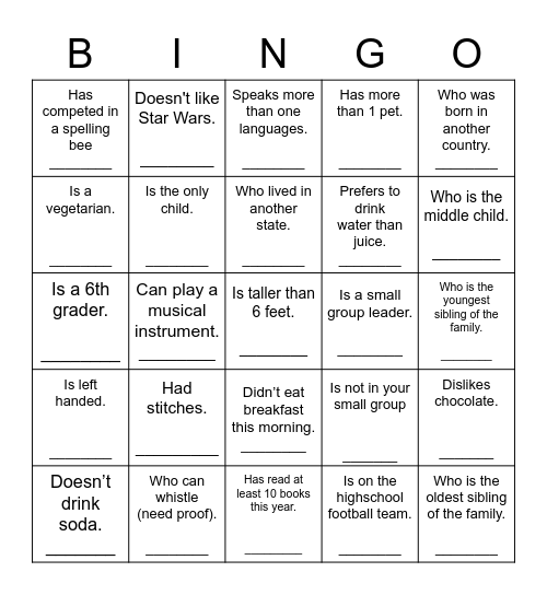 Find Someone Who... Bingo Card