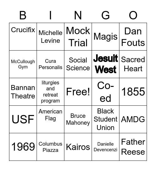 SI Bingo! Bingo Card