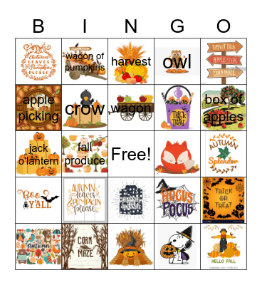 Fall Bingo Card