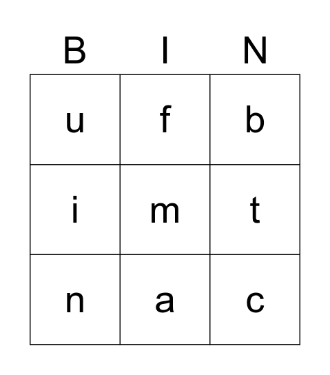 Letter Bingo-Resource Bingo Card