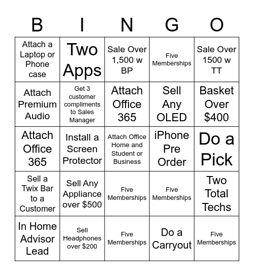 BEST BUY BINGO Card