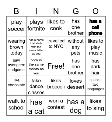 Find someone who Bingo Card