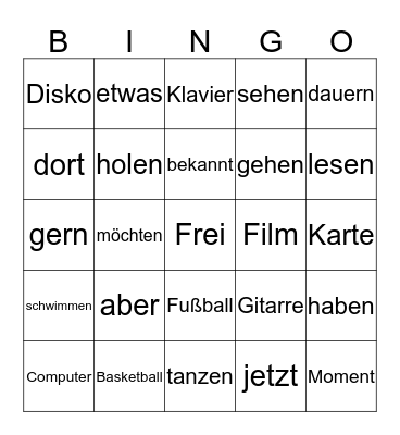 Deutsch Kaptiel 3a Bingo Card