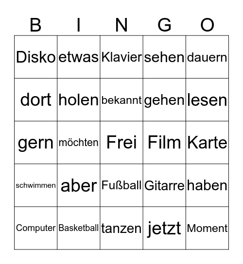 Deutsch Kaptiel 3a Bingo Card