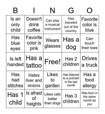 Find someone who..... Bingo Card